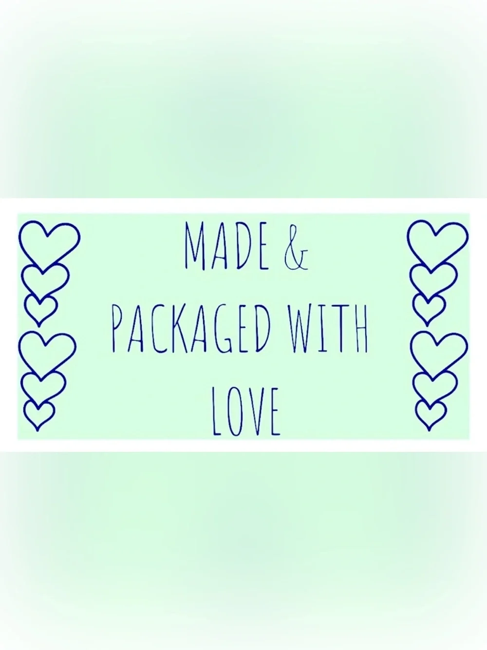 50 STICKERS - 2.25” x 1.25” - ‘MADE & PACKAGED WITH ‘LOVE’’
